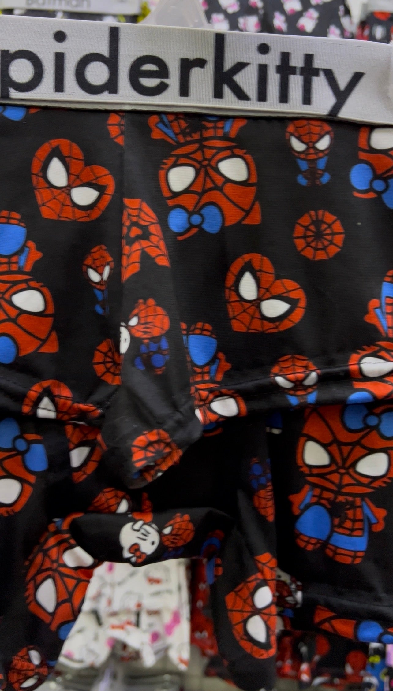 Hello Kitty SpiderMan black Print Boxer Matching Set
