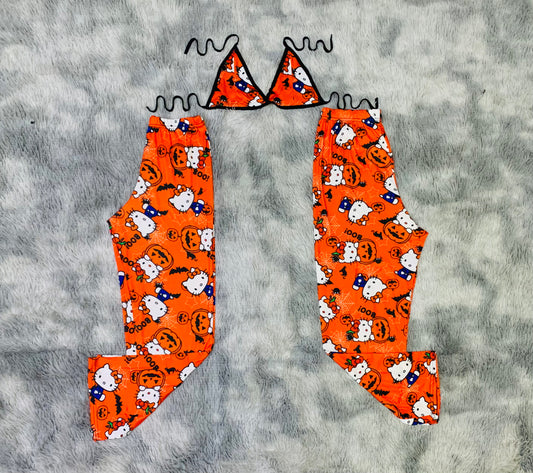 Kitty pumpkins Halloween Plush pajama duo