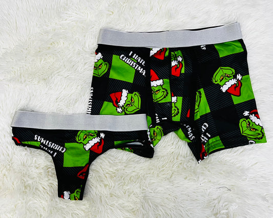 Grinch matching couples underwear christmas