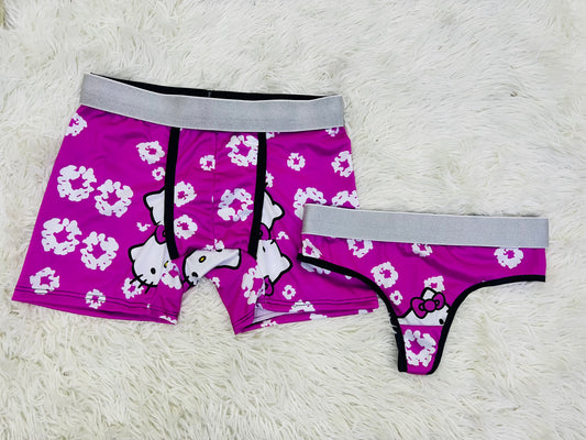 Kitty Pink Background couples matching underwear MIXED SIZES