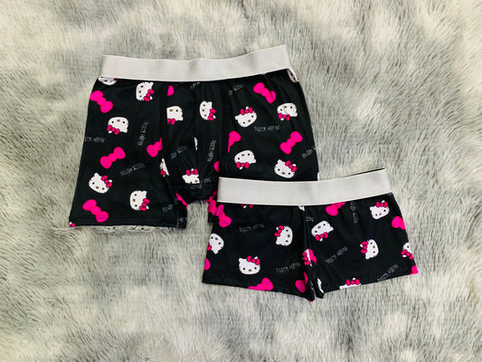 Kitty faces and bows  matching couples boxer underwear