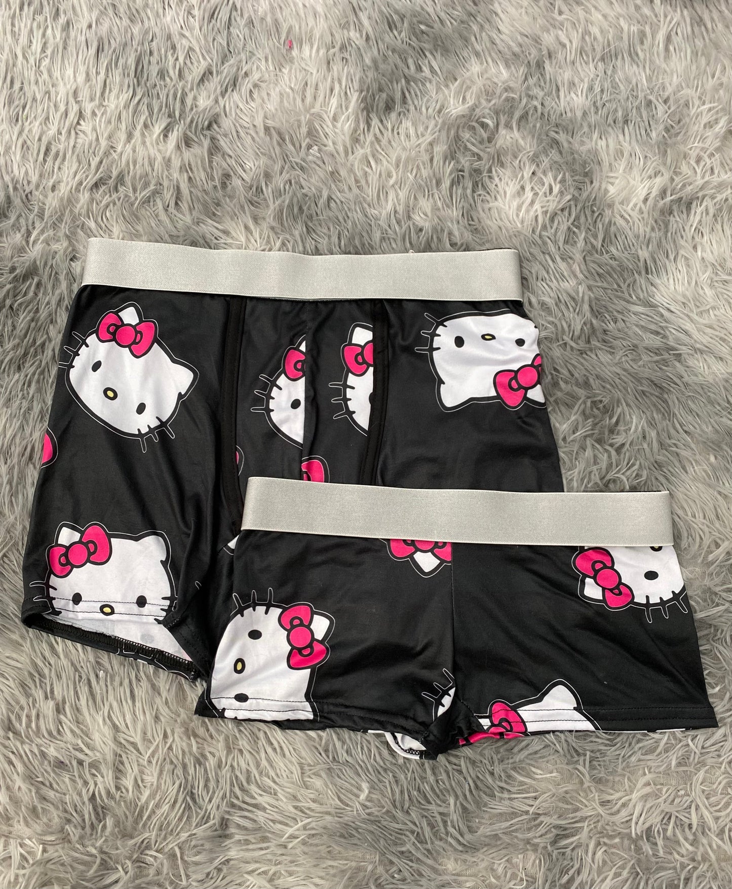 Hello Kitty Faces Black Matching Boxer & Boxer Set for Couples