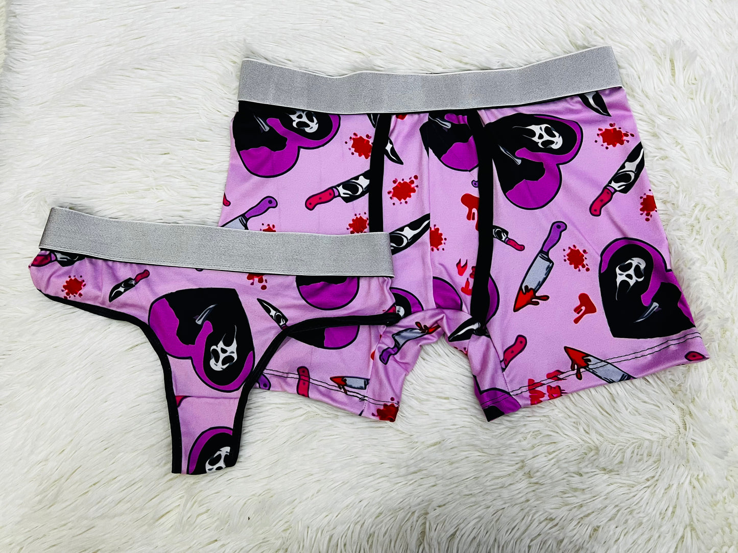 Ghostface scream pink matching couples underwear Halloween