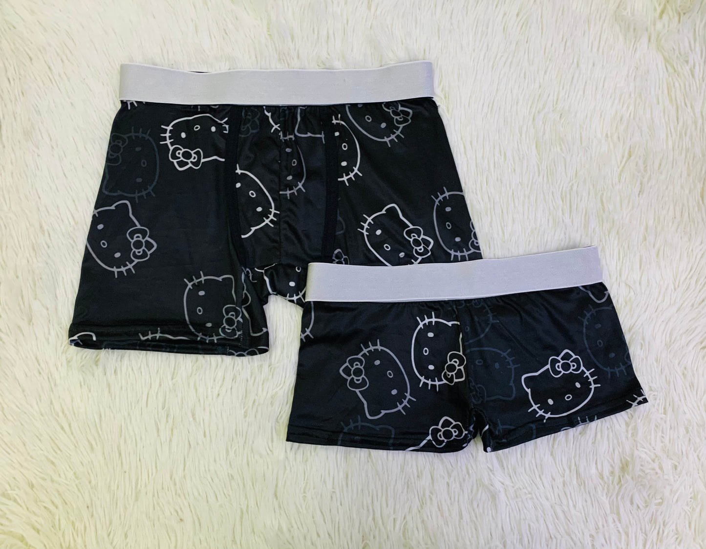 Kitty faces silhouette black background 5 pcs pajama duo