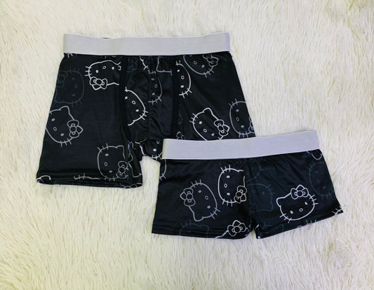Kitty faces silhouette black background couples boxer underwear XL