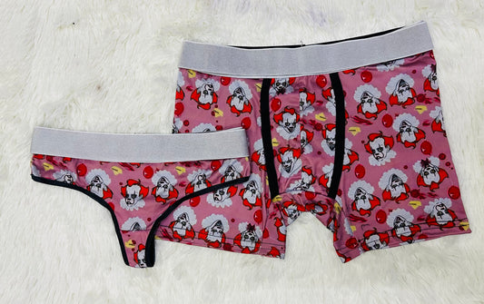 Pennywise  Pink background matching couples underwear Halloween