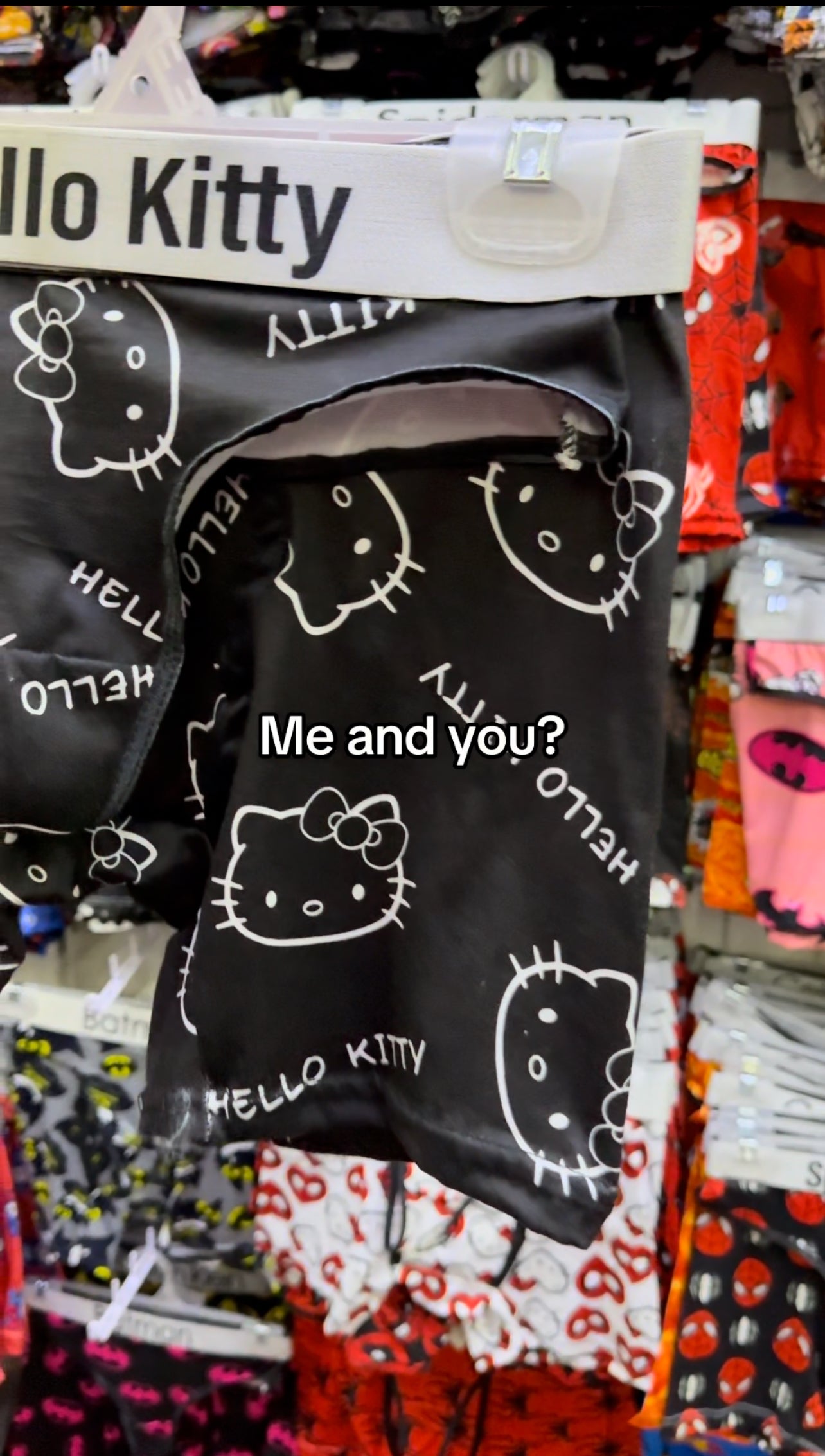 Kitty faces black background matching underwear