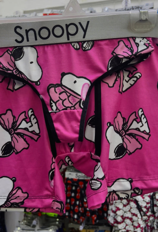 Snoopy pink bow Matching Couples Underwear Set For Him And Her With Coordinated Boxers And Thong