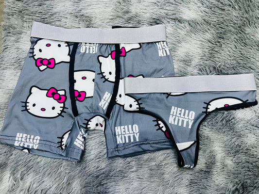 Gray Kitty couples matching underwear MIXED SIZES