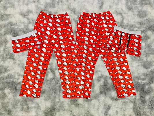 Spider and kitty hearts red background  5 pcs pajama duo