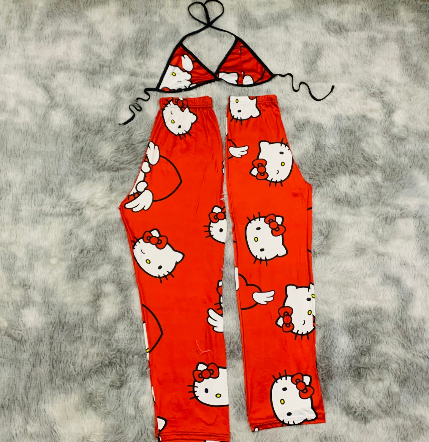 Kitty Red Heart Plush pajama duo