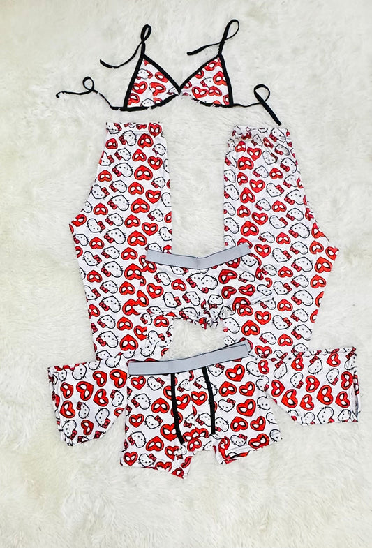 Spiderkitty white Print 5 piece pajama set Cozy 😺