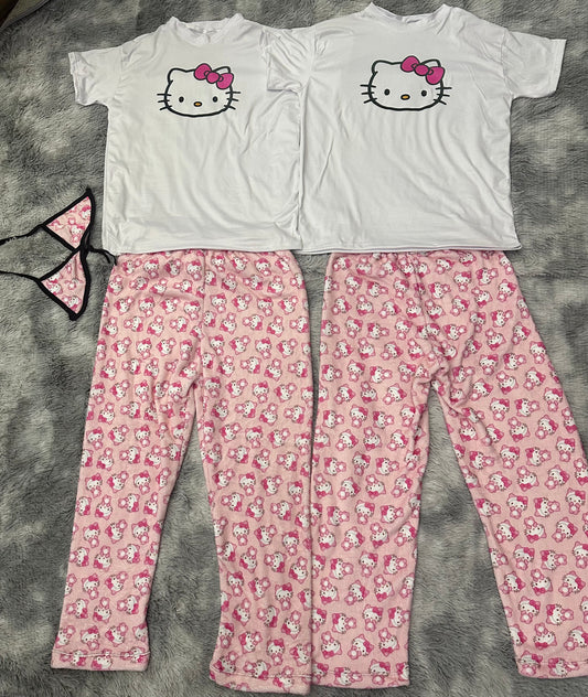 Hello kitty pink Matching plush pjs with T-shirt