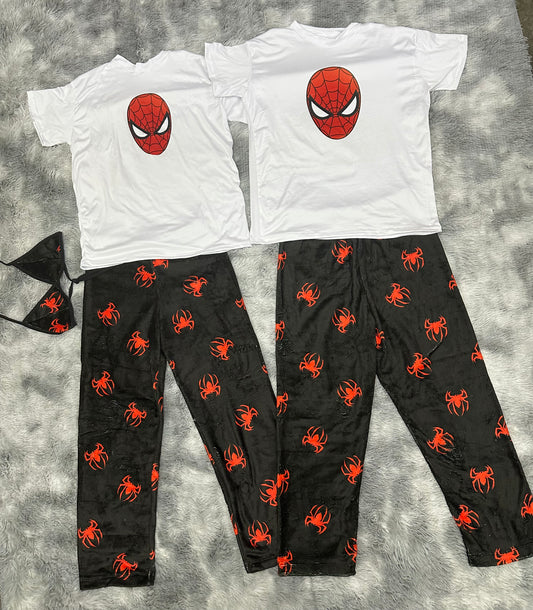 Spiders black Matching plush pjs with T-shirt