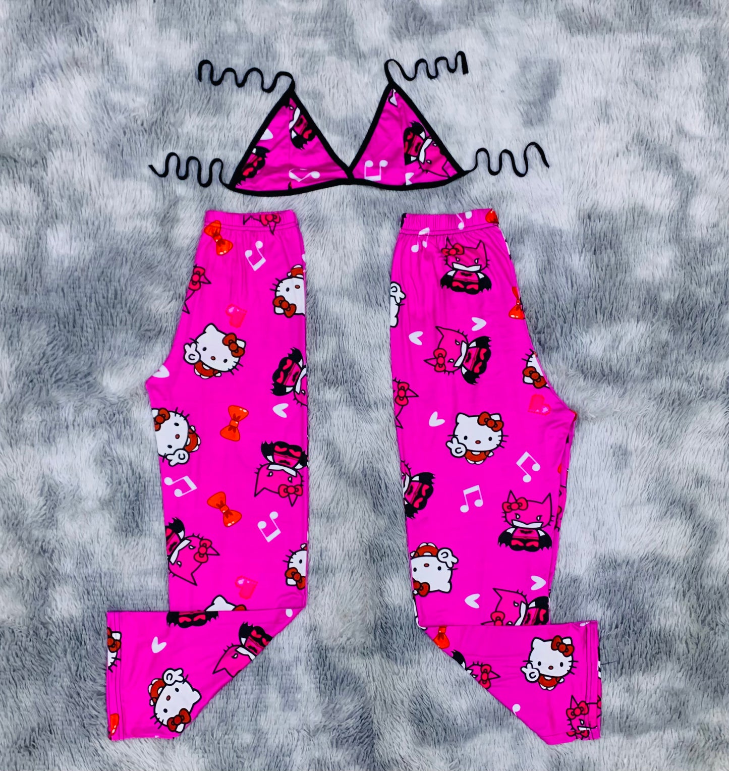 Hello Kitty dressed as Batman pink Plush pajama duo