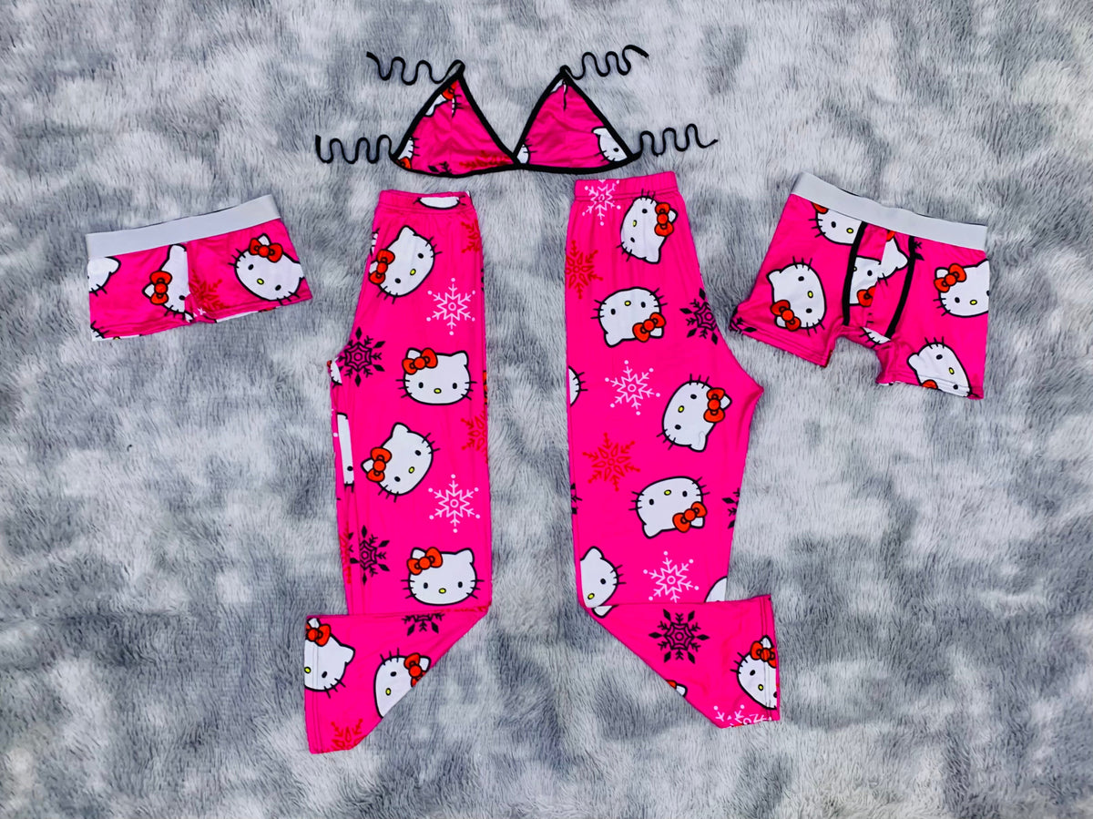 Kitty Snowflakes Christmas 5 Piece PJ Set