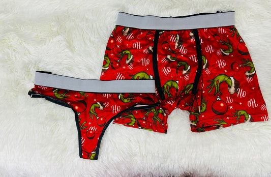 Grinch red matching couples underwear christmas