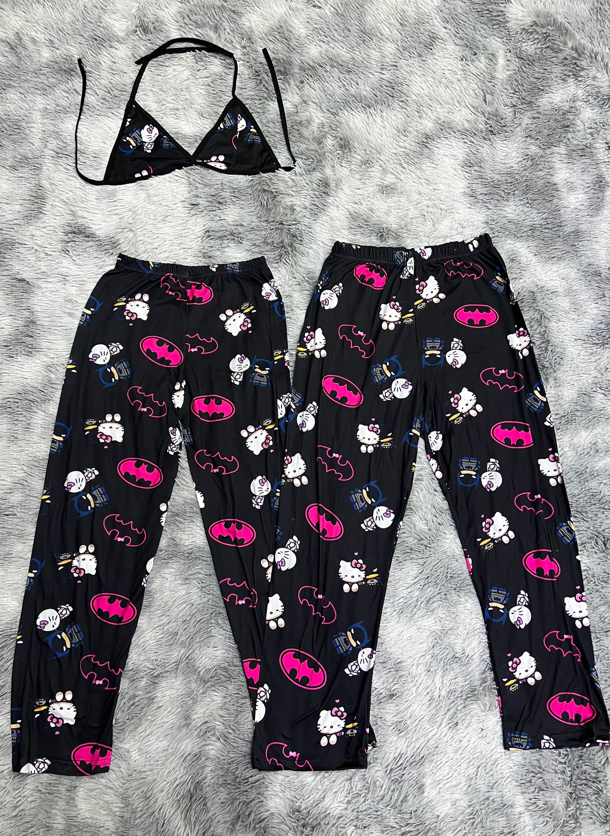 Hello Kitty Batman Matching Plushie PJs