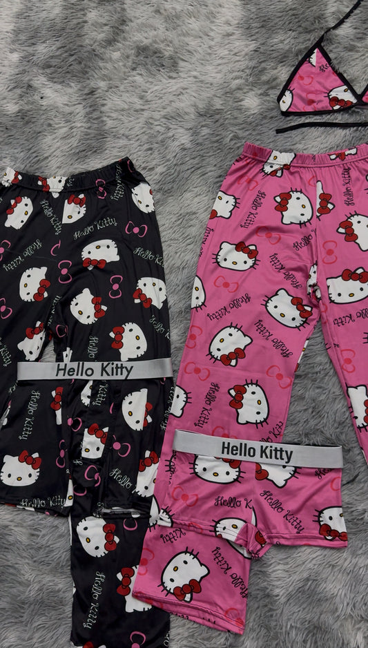 Kitty pink and black 5 pz pajama background
