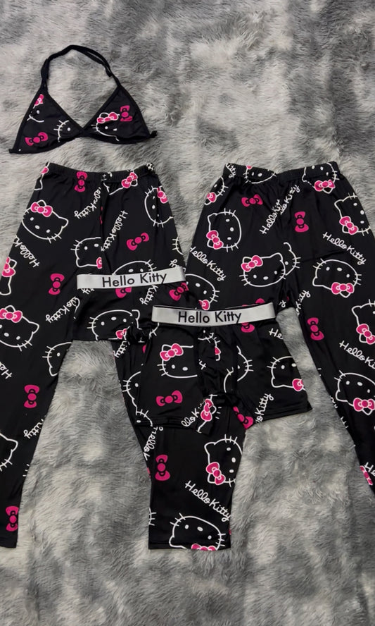 Hello kitty black pink 5 pcs pajama duo