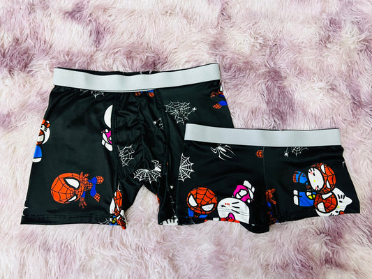 Spider y Kitty Love Black Background couples boxer underwear XL