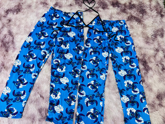 Stich Ohana Blue Background plush pajama duo