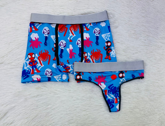 Spiderman and Gwen blue matching underwear