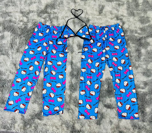 Kitty Faces Blue Background pajama duo