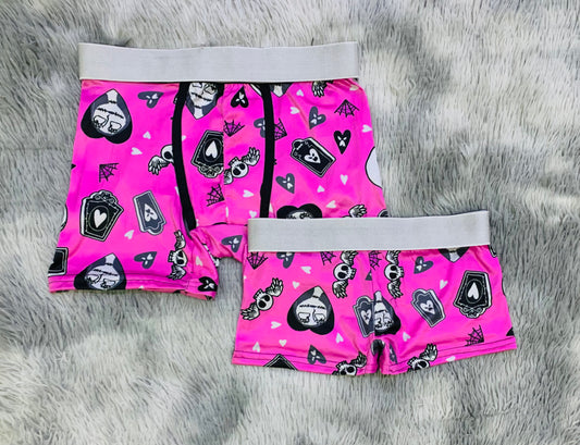 Jack and Salli pink background Halloween couples boxer underwear XL