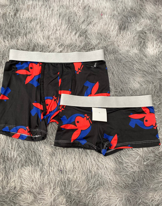 Play Boy x True Religion Red & Blue Matching Boxer & Boxer Set for Couples
