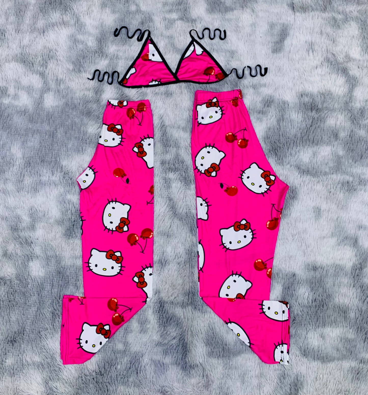Hello Kitty big faces and cherries Plush pajama duo