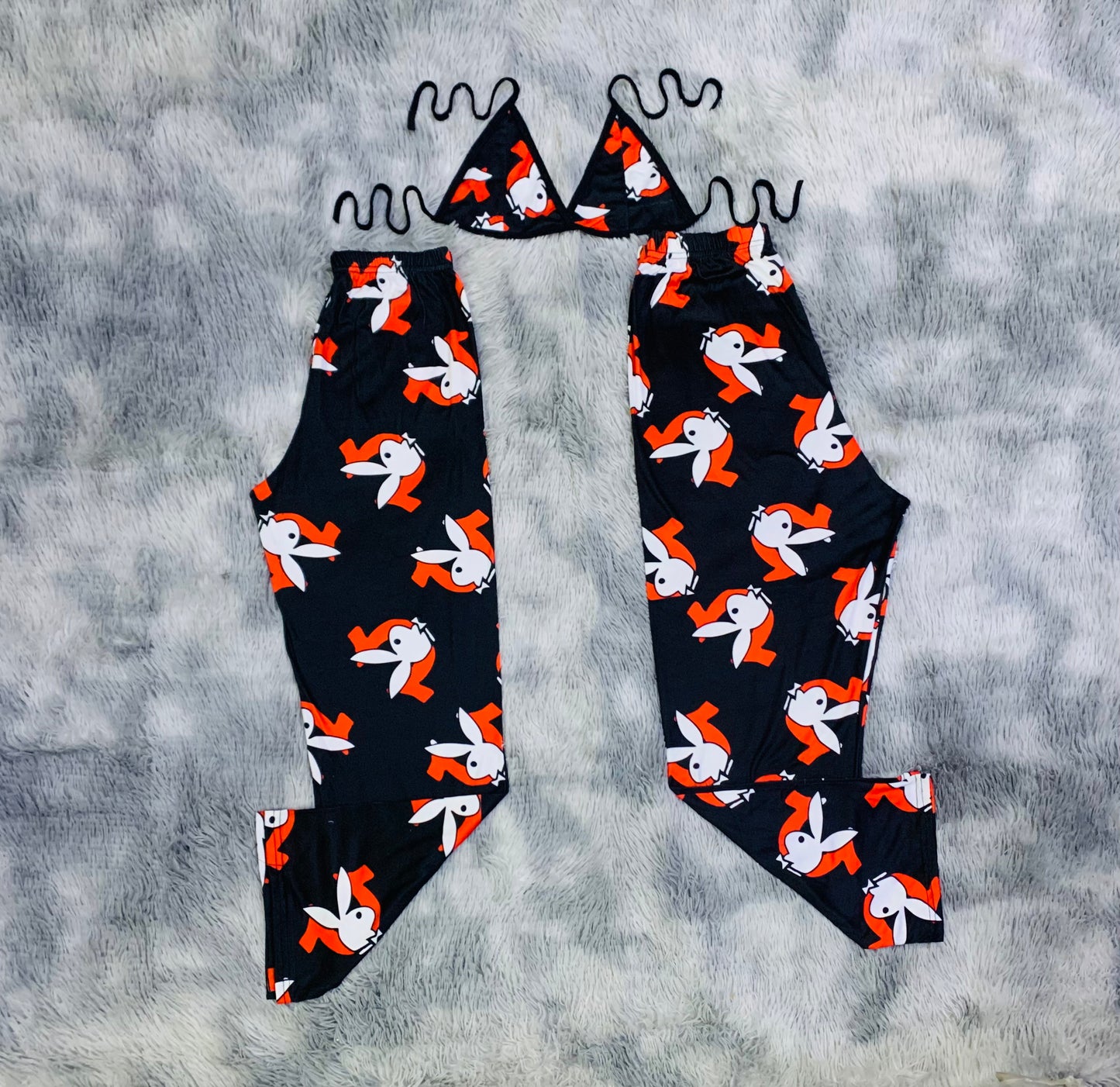 Play Boy white Plush pajama duo