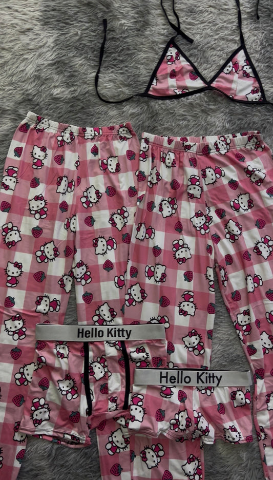 Hello Kitty Strawberry Print 5 piece pajama set