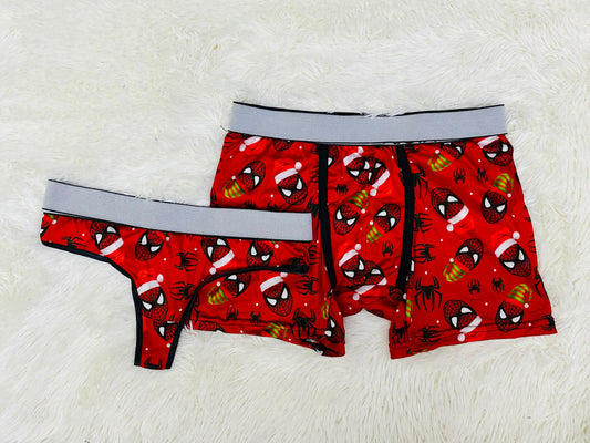 Spiderman christmas matching couples underwear christmas