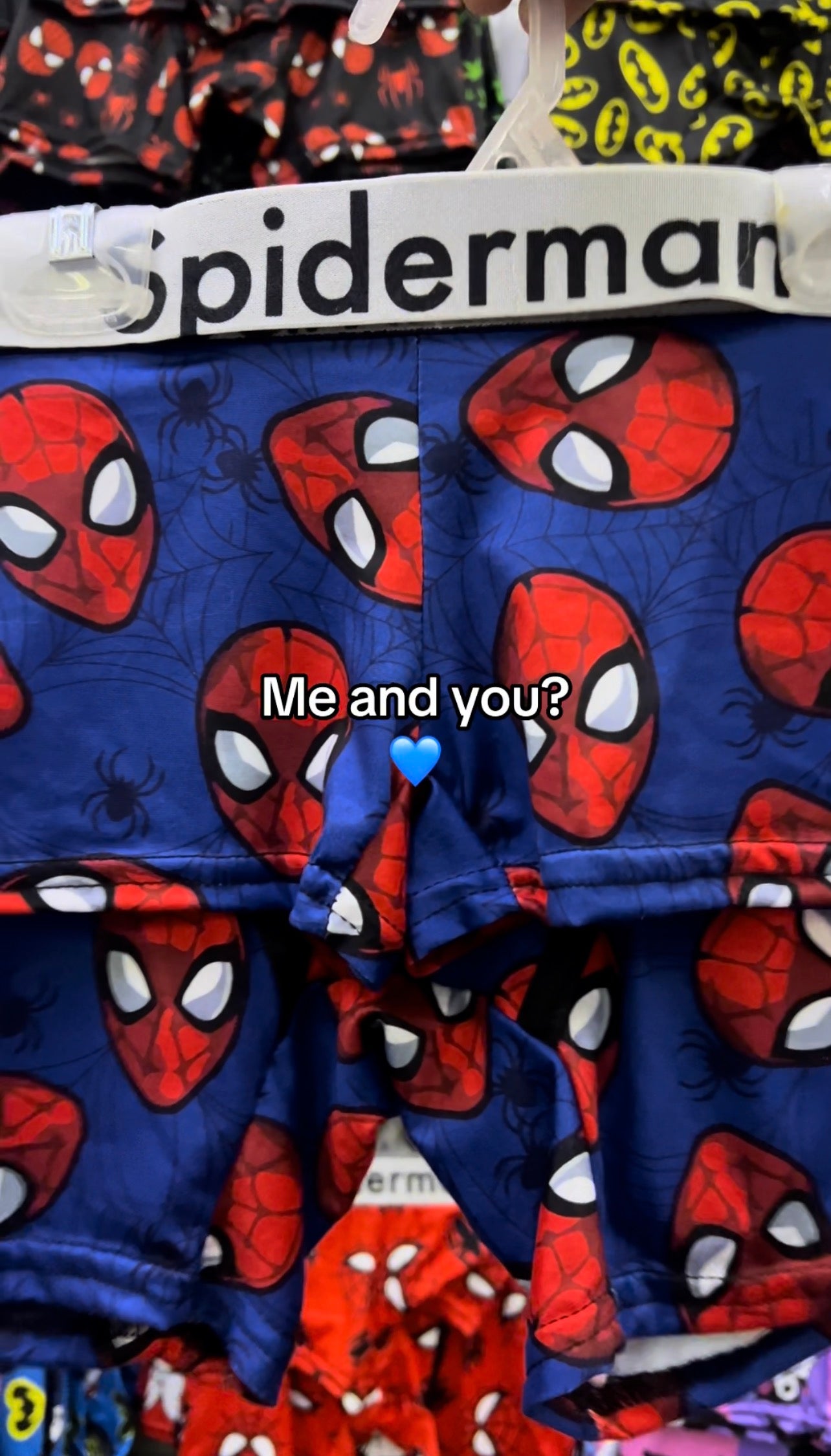 Blue Spider-Man faces Boxer Matching Set for Cozy Movie Nights