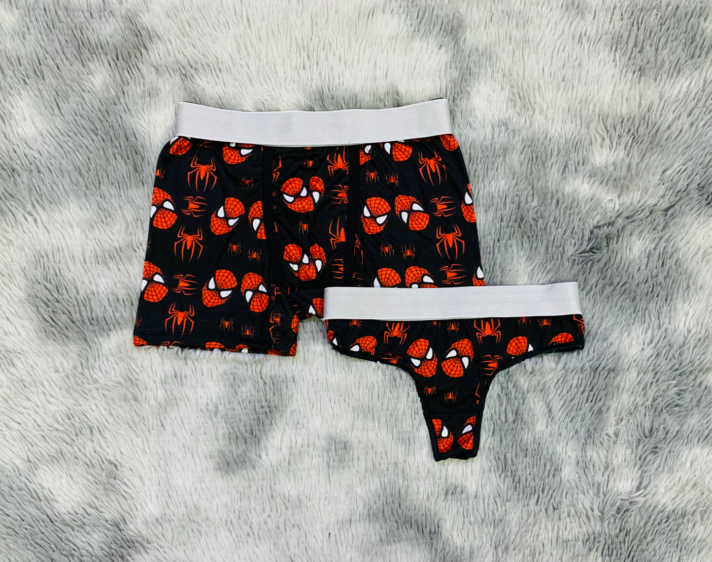 Spiderman faces black background matching underwear
