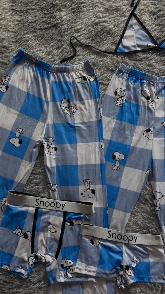 Snoopy Plaid Blue 5 Piece PJ - Fundies