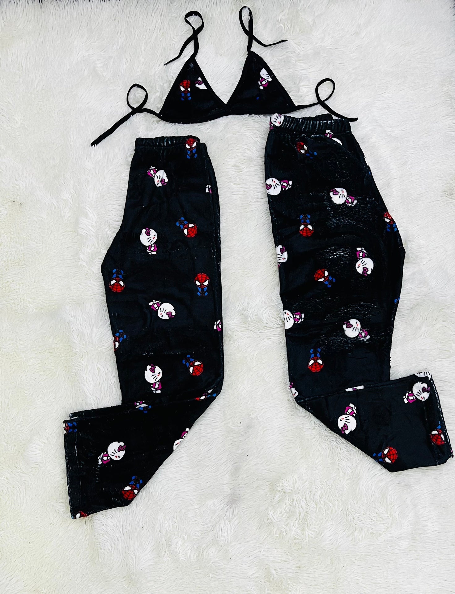 SpiderKitty Black Kiss Matching Plushie PJs - Fundies