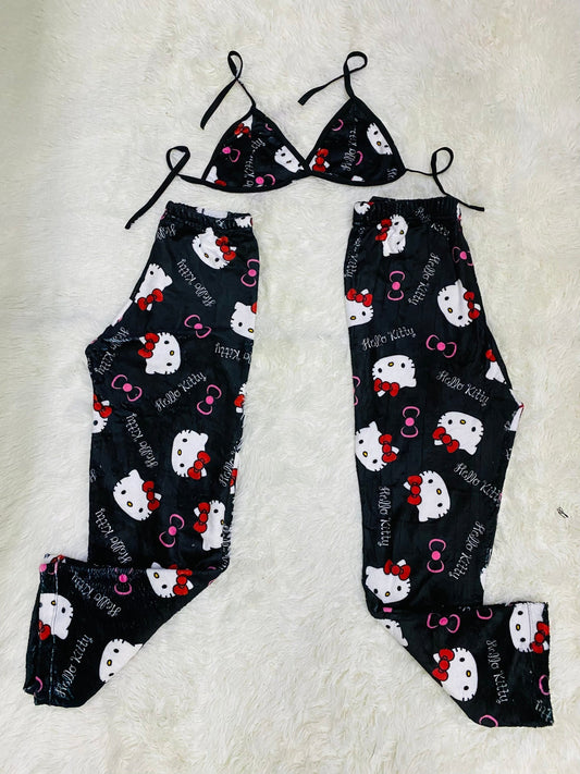 Hello Kitty Black Matching Plushie PJs - Fundies