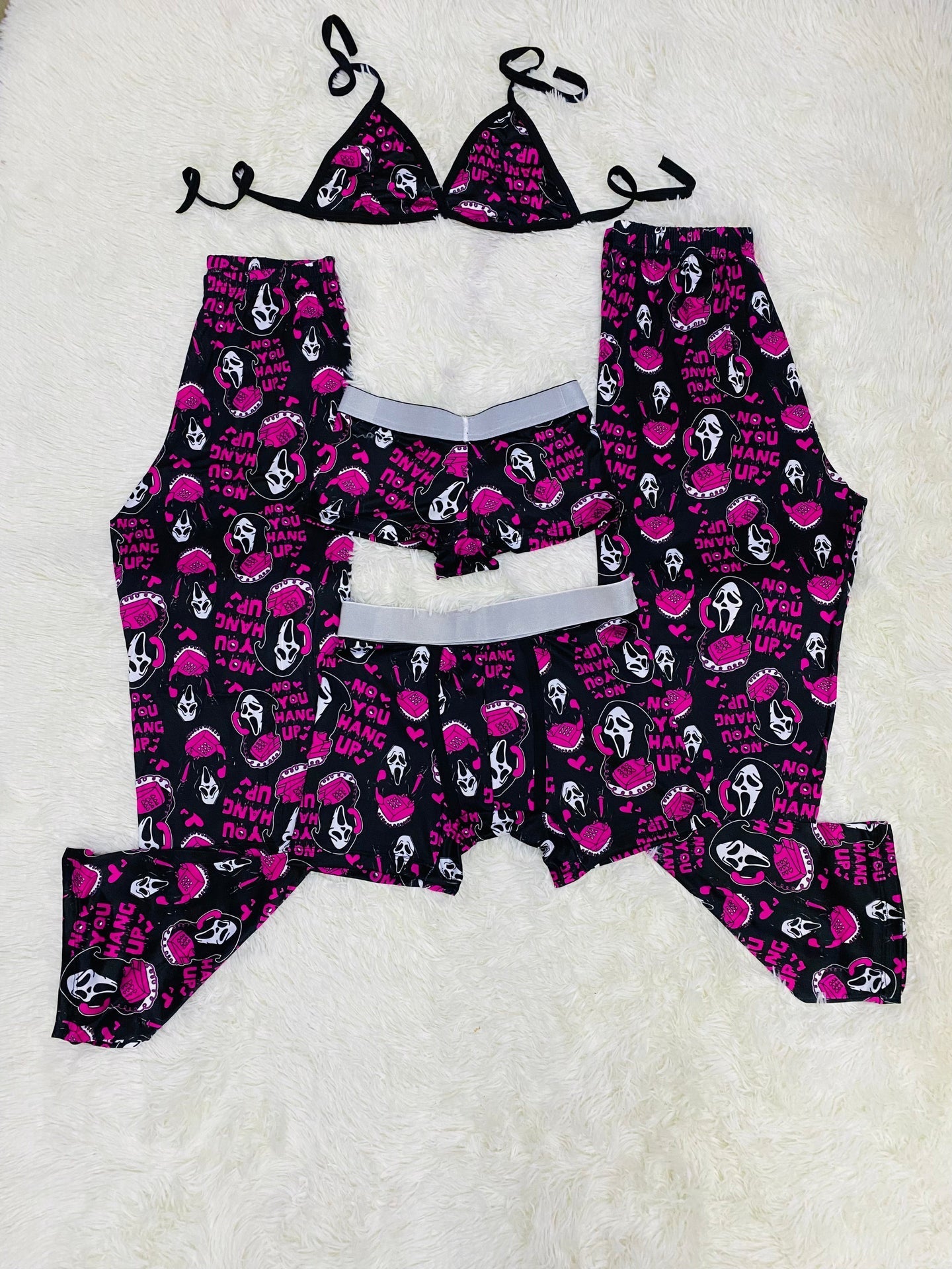 Ghost Face Black And Pink 5 Piece PJ - Fundies