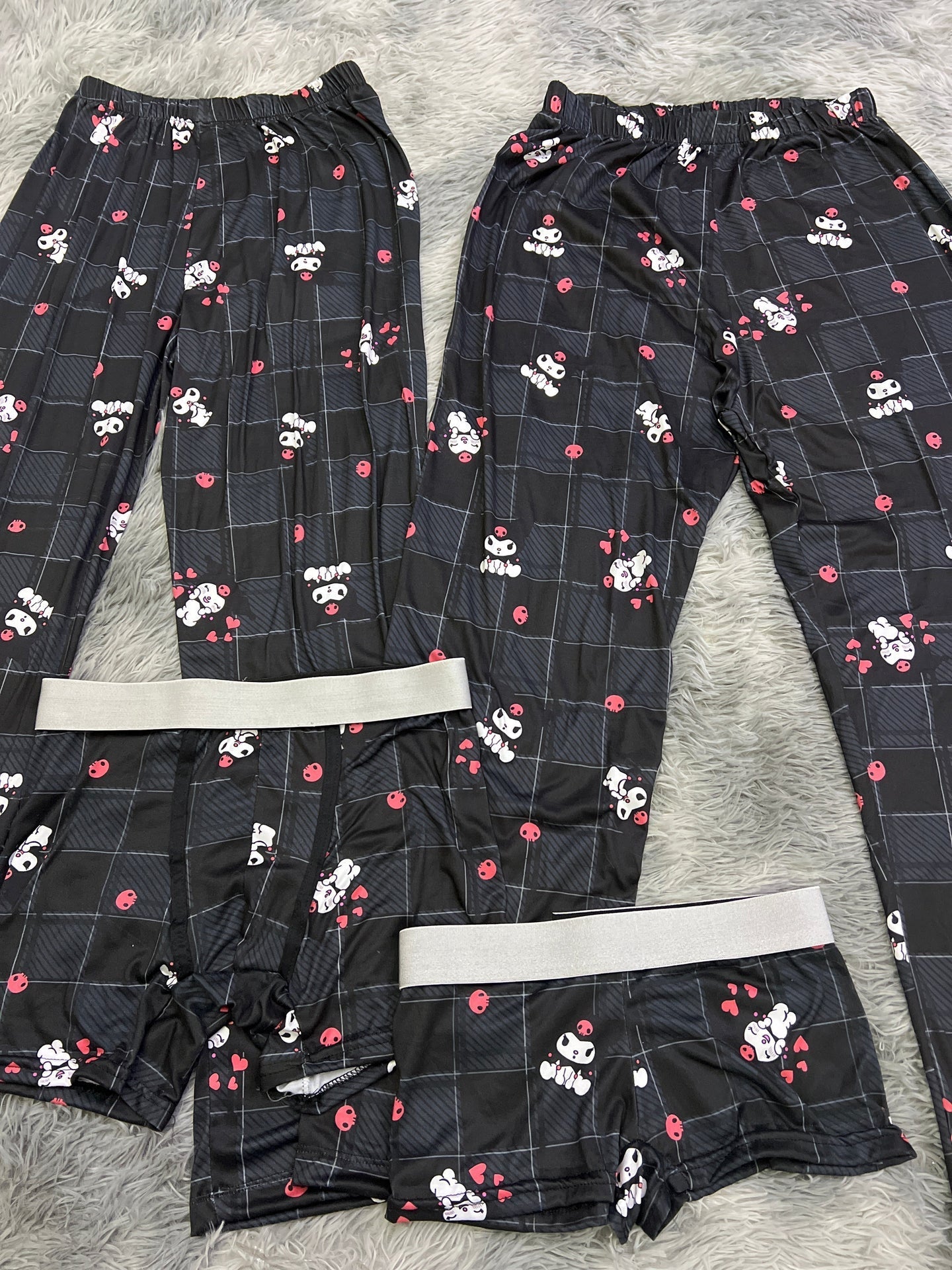 Kuromi Plaid And Skulls 5 Piece PJ - Fundies