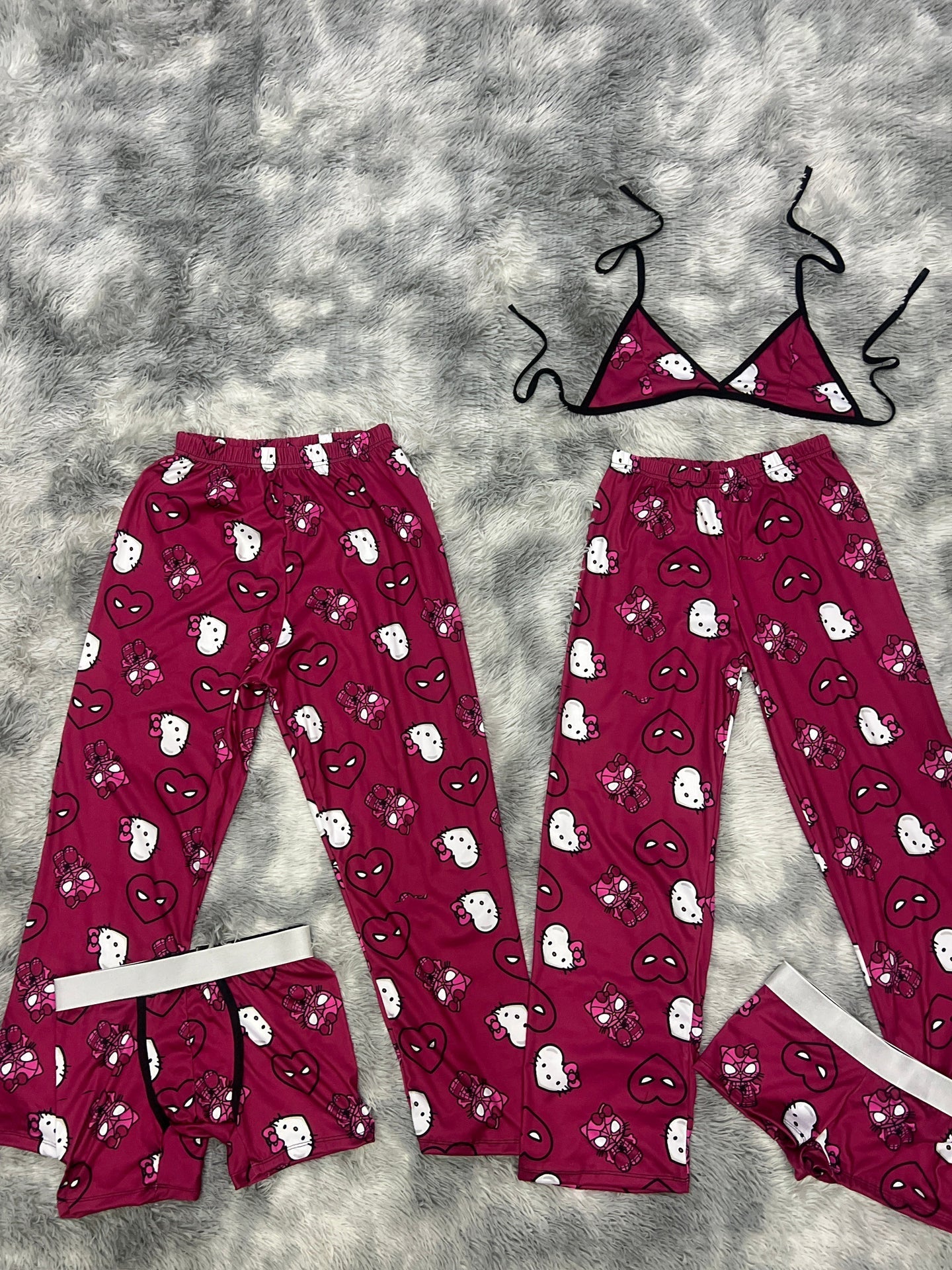 Spider Kitty Color Wine 5 Piece PJ - Fundies