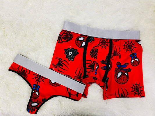 red spiderman out couples matching underwear - Fundies