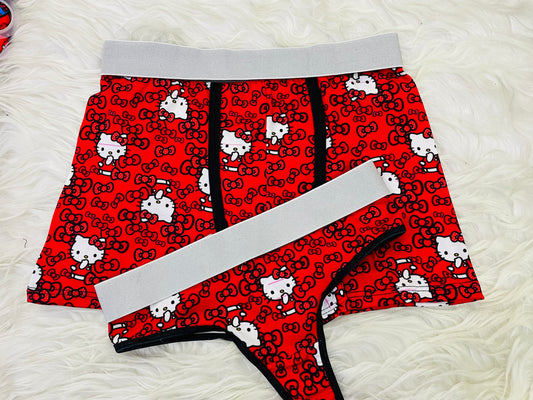 Kitty red matching couples underwear - Fundies
