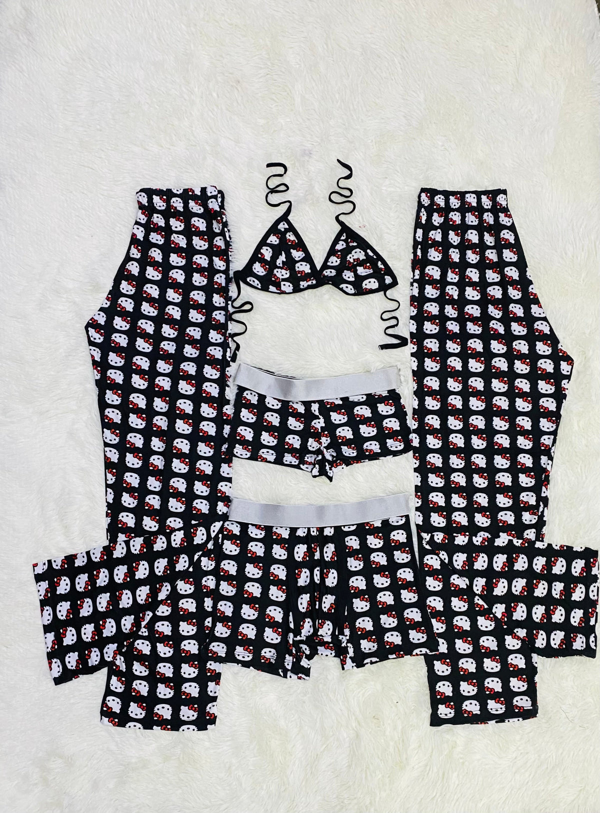 Kitty Black 5 Piece PJ Set