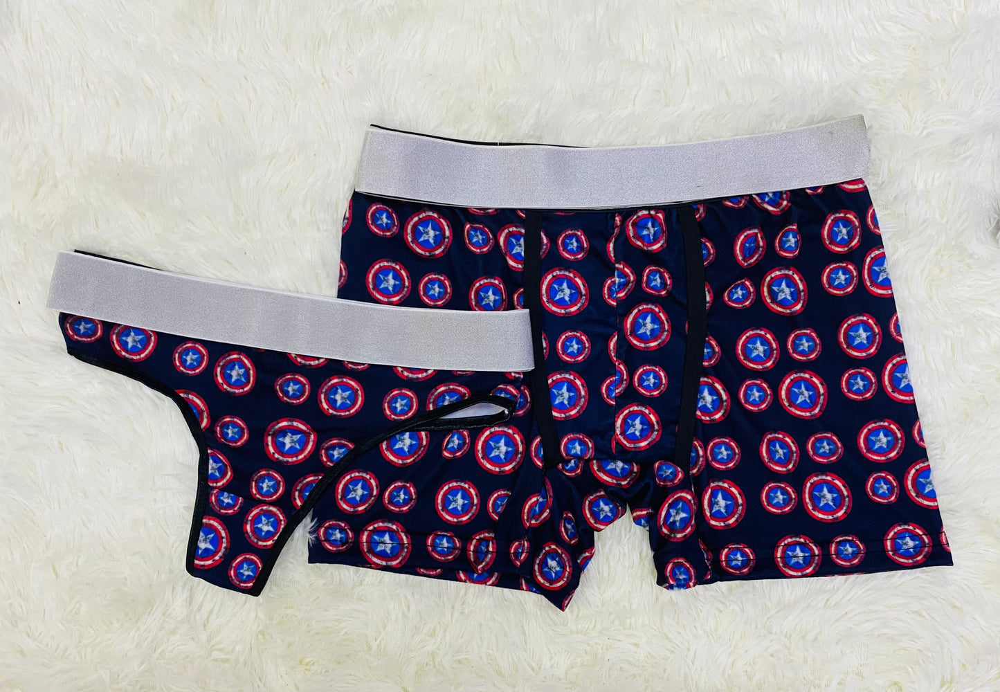 Captain America Shield Blue Duo One-size With Thong - Fundies