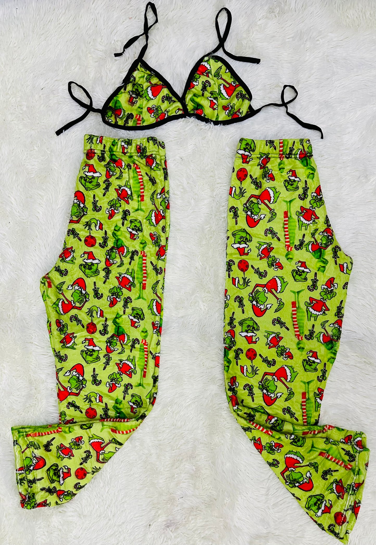 plush pajama duo christmas grinch lemon green