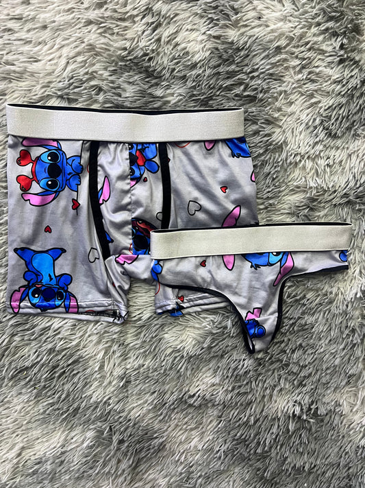 Gray stitch matching couples underwear