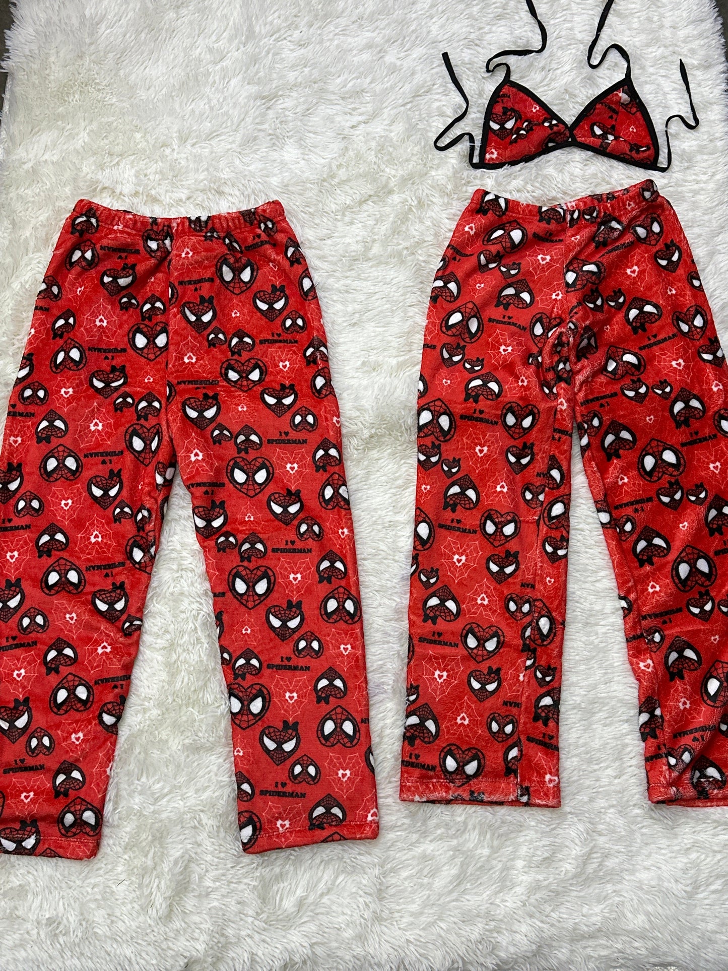 Spiderheart red   plush pajama duo