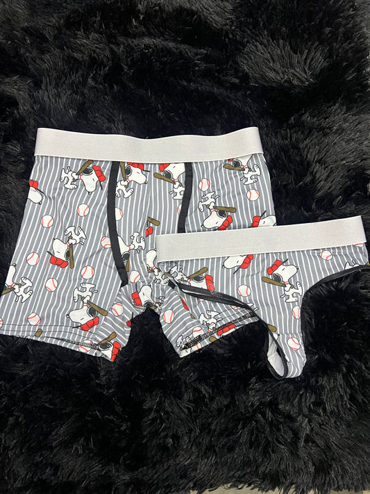 Snoopy baseball matching couples underwear
